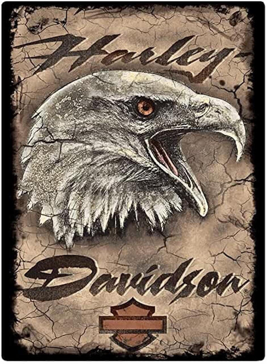 HARLEY DAVIDSON EAGLE TIN SIGN - SCREAMING KNUCKLE STURGIS TRIBUTE MOTORCYCLE