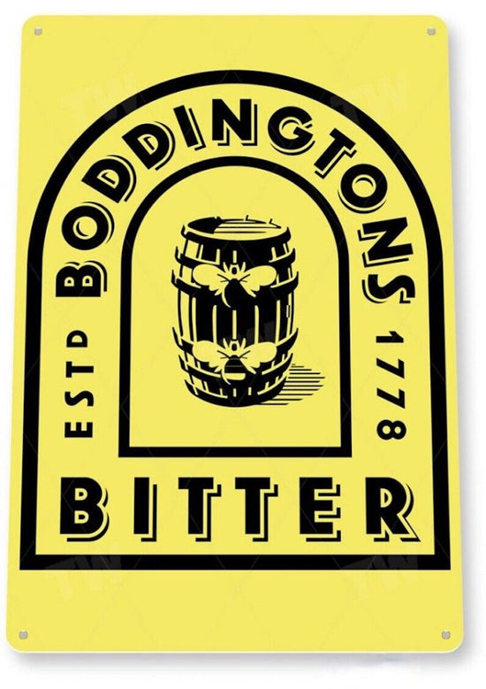 BODDINGTONS BITTER TIN SIGN REGIONAL BREWERY MANCHESTER BEER CREAM 12x18 inch