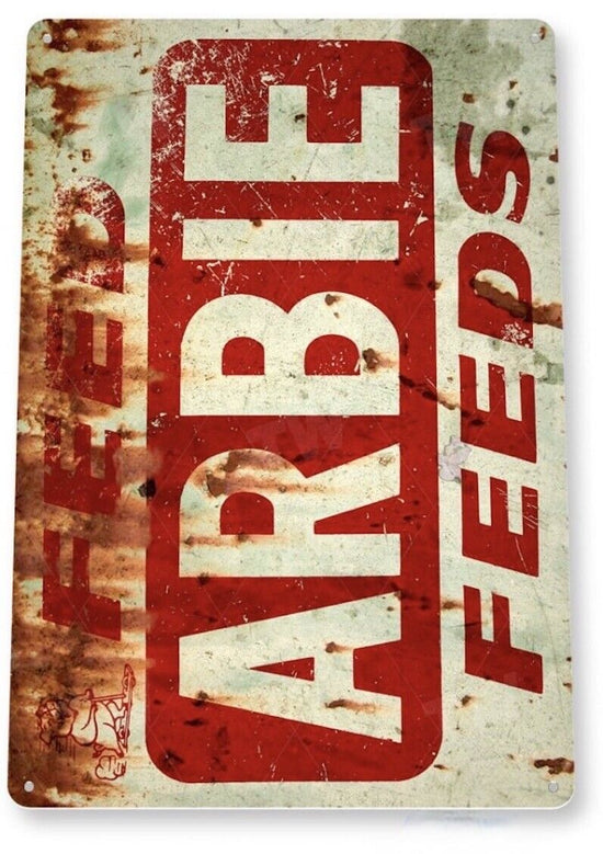 ARBIE FEEDS TIN SIGN AG BUSINESS RUSTIC CORN FIELD TRACTOR CATTLE 12 x 18 inch
