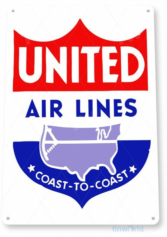UNITED AIRLINES 11 X  8 TIN SIGN AVIATION AIRPLANE AIRCRAFT RETRO AIR TRAVEL