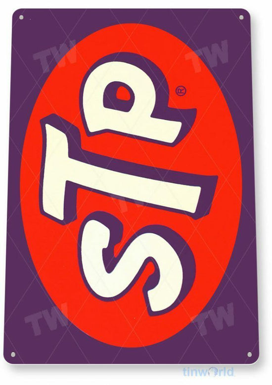 STP TIN SIGN STUDEBAKER TESTED PRODUCT FORMULA ONE TEAM OIL LUBRICANT RUST
