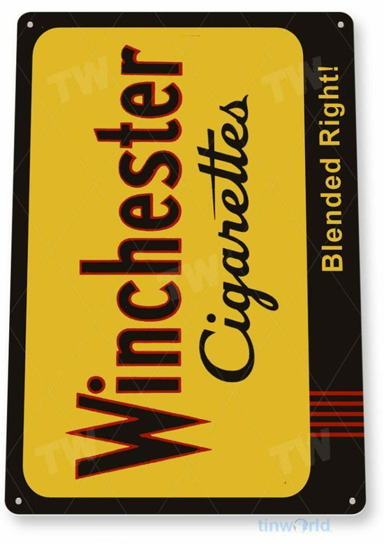 WINCHESTER 11X8 TIN SIGN TOBACCO SNUFF CIGARETTE PIPE TOBACCIANA SMOKE AD