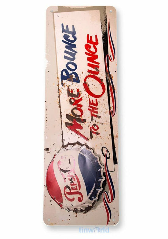 PEPSI TIN SIGN COLA REFRESHING HEALTHFUL JOY OF DIET CHERRY BOTTLE RUSTIC