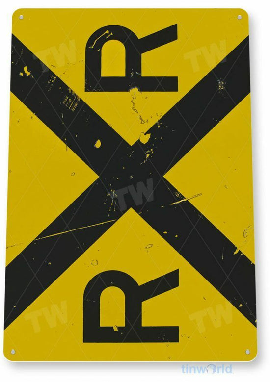 RAILROAD CROSSING 11 X 8 TIN SIGN NOSTALGIC REPRODUCTION ADVERTISEMENT USA