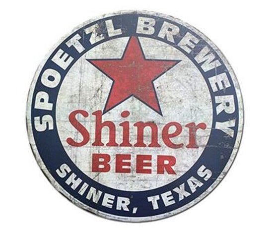 SHINER BEER ROUND TIN SIGN TEXAS SPOETZL BREWERY BREWING BAR  AD 12 Inch
