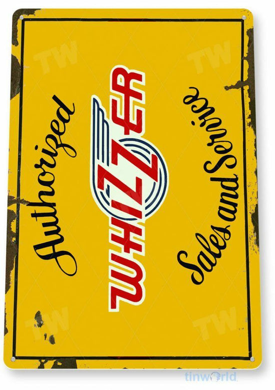AUTHORIZED WHIZZER 11 x 8 TIN SIGN AUTO AUTOMOBILE MECHANIC ADVERTISEMENT SALES