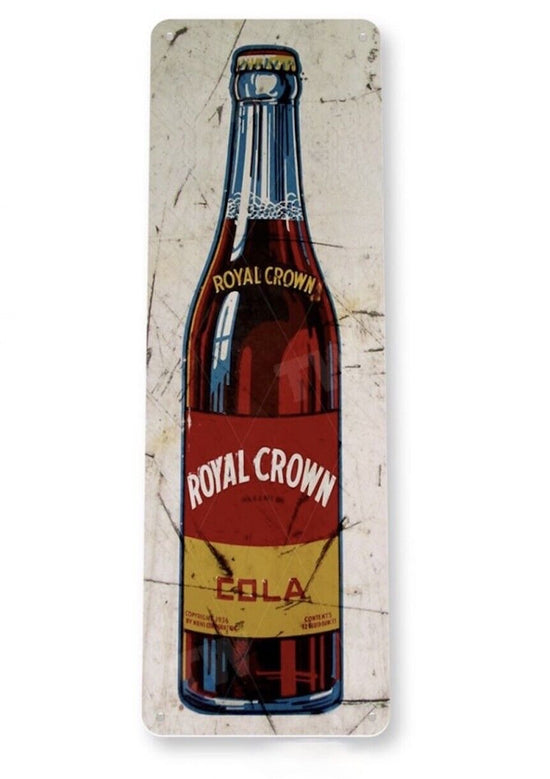 RC COLA TIN SIGN 10.5 X 4.5   DRINK THE FRESHER REFRESHER ROYAL CROWN CARTON