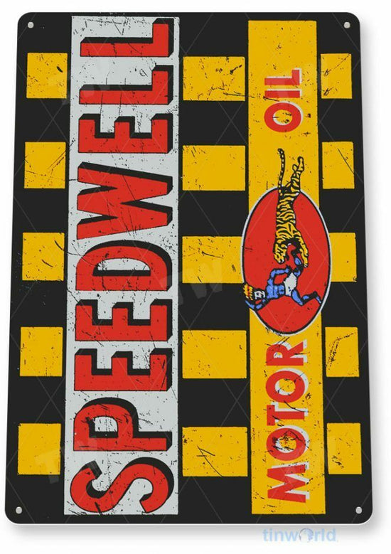SPEEDWELL MOTOR OIL  11 X 8 TIN SIGN AUTO AUTOMOBILE MECHANIC ADVERTISEMENT