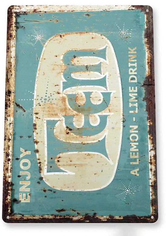 TEEM TIN SIGN SODA A LEMON LIME DRINK IT TASTES SO GOOD SODA FOUNTAIN MIXER