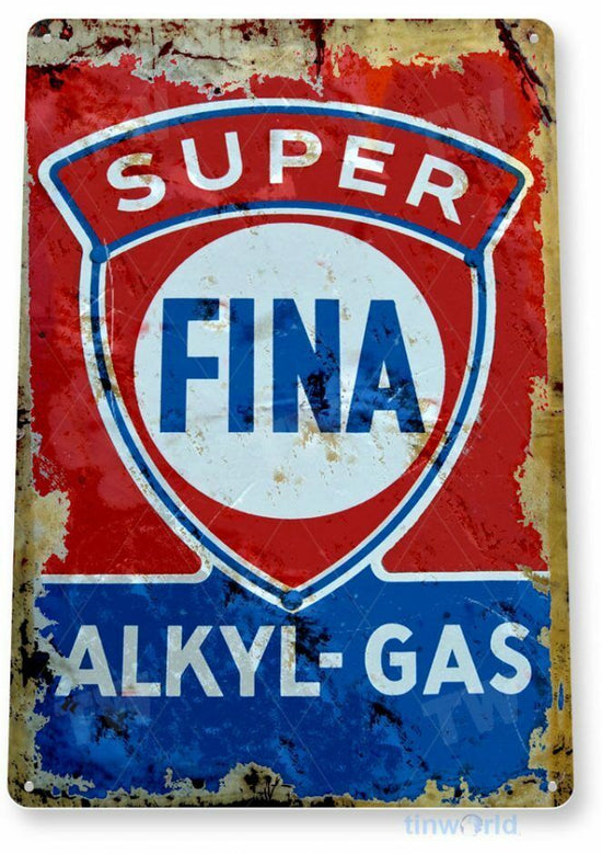 SUPER FINA OIL 11 X 8 TIN SIGN AUTO AUTOMOBILE MECHANIC ADVERTISEMENT GAS