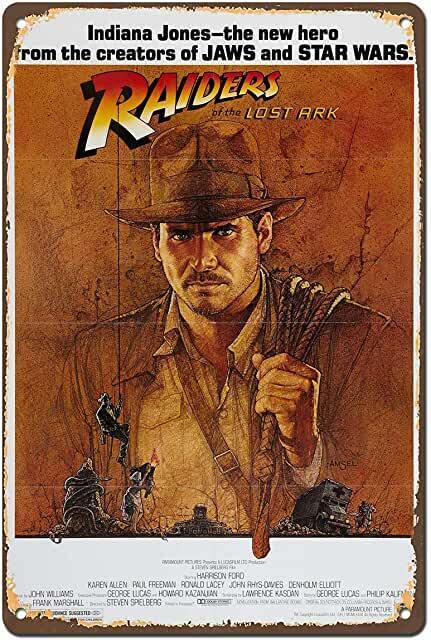 RAIDERS OF THE LOST ARK TIN SIGN INDIANA JONES TEMPLE OF DOOM HARRISON FORD