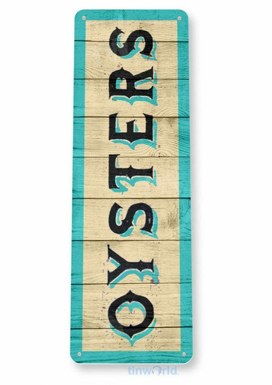 OYSTERS 11X4 TIN SIGN HOME GARAGE REPRODUCTION TIN SIGN RUSTIC BAR SHUCK