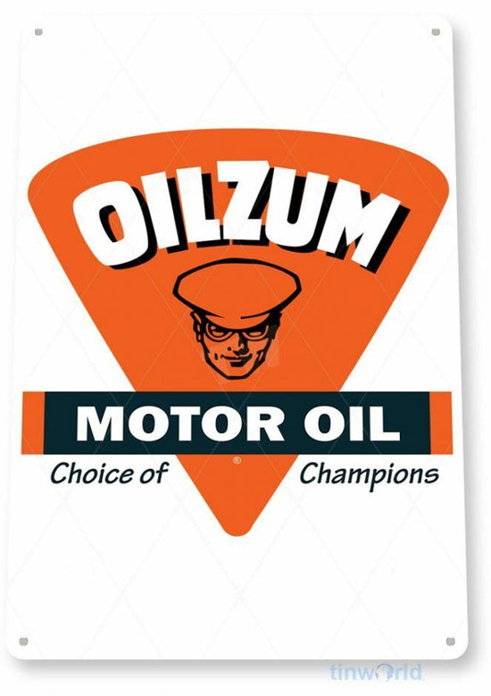 OILZUM MOTOR OIL 11 X 8 TIN SIGN AUTO AUTOMOBILE MECHANIC ADVERTISEMENT