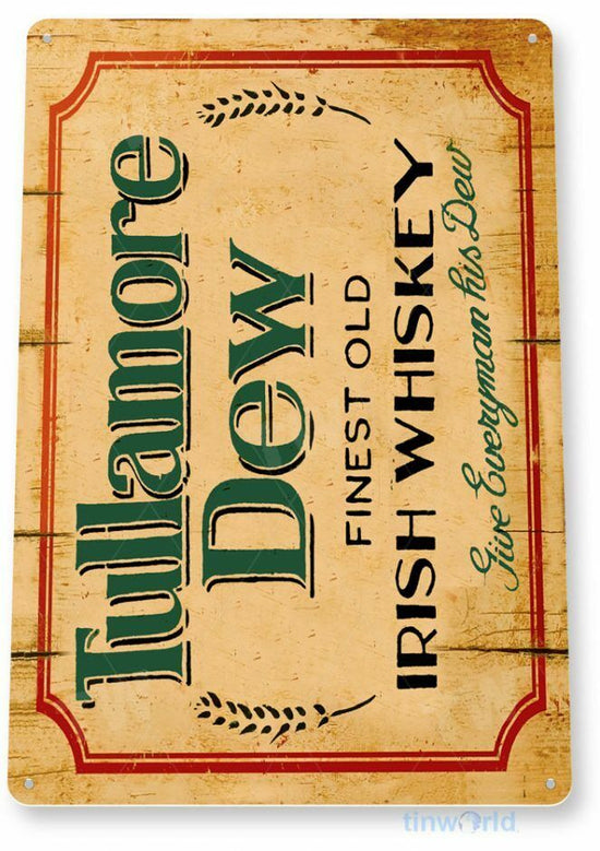 TULLAMORE DEW TIN SIGN 1829 DISTILLERY IRISH WHISKEY IRELAND  PUB BAR