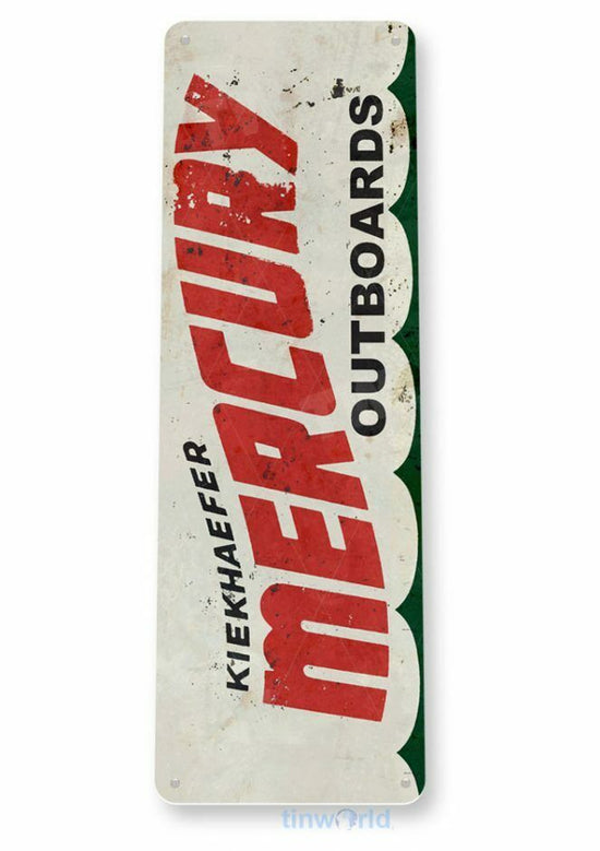 MERCURY OUTBOARDS 11 X 4 TIN SIGN AUTO AUTOMOBILE MECHANIC ADVERTISEMENT