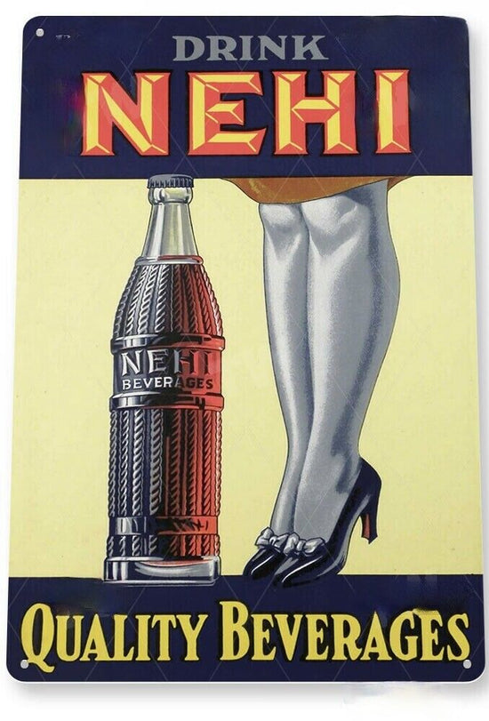 NEHI QUALITY BEVERAGES TIN SIGN CHERO-COLA COMPANY RC COLA GRAPE ORANGE PEACH