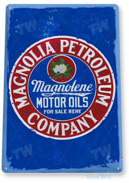 MAGNOLIA PETROLEUM 11 x 8 TIN SIGN AUTO AUTOMOBILE MECHANIC ADVERTISEMENT OIL