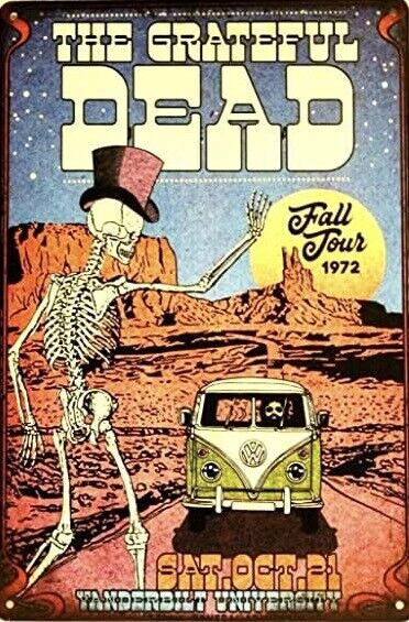 GRATEFUL DEAD TIN SIGN MUSIC ALBUM AD VAN SKULL  GARCIA CONCERT HEAD FALL 1972