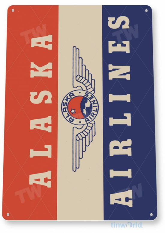ALASKA AIRLINES 12x18  TIN SIGN AVIATION AIRPLANE AIRCRAFT RETRO LAX JFK JAL