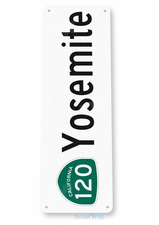 YOSEMITE 11X4 TIN SIGN HOME GARAGE CALIFORNIA 120 PACIFIC CREST TRAIL MUIR LIGHT