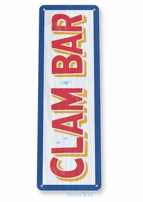 CLAM BAR 11X4 TIN SIGN HOME GARAGE REPRODUCTION TIN SIGN RUSTIC SEAFOOD GRILL