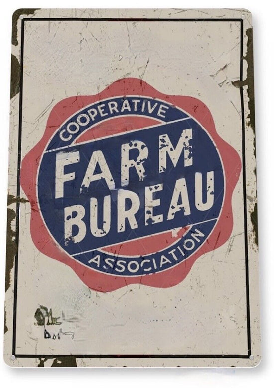 FARM BUREAU TIN SIGN 1919 CHICAGO ILLINOIS ORGANIZATION FARMERS RANCHERS 12x18