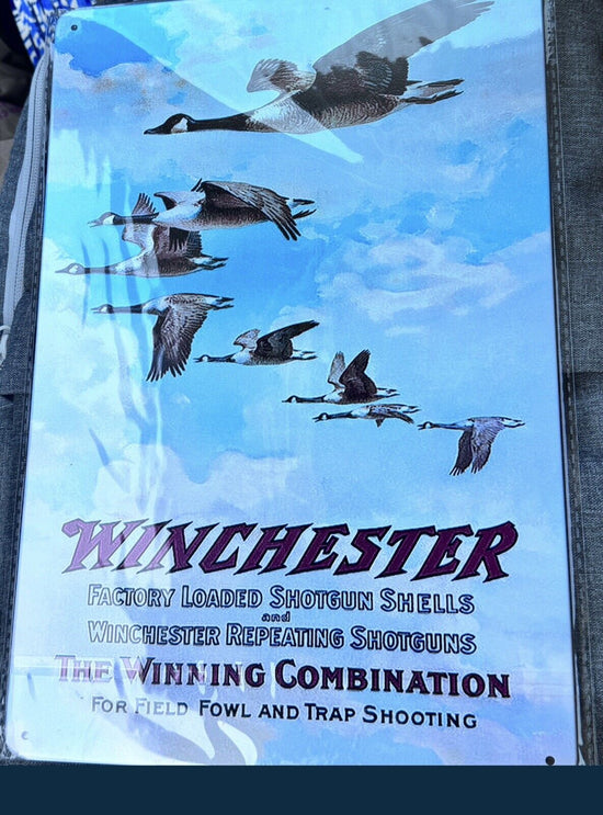 Winchester Tin sign - Repeating Shotguns - The Winning Combination 11x8 Inches