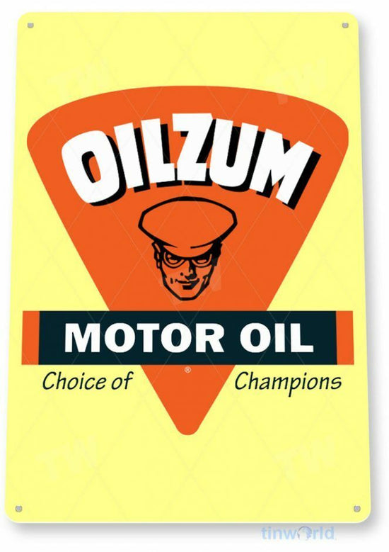 OILZUM MOTOR OIL 11 X 8 TIN SIGN AUTO AUTOMOBILE MECHANIC ADVERTISEMENT STATION