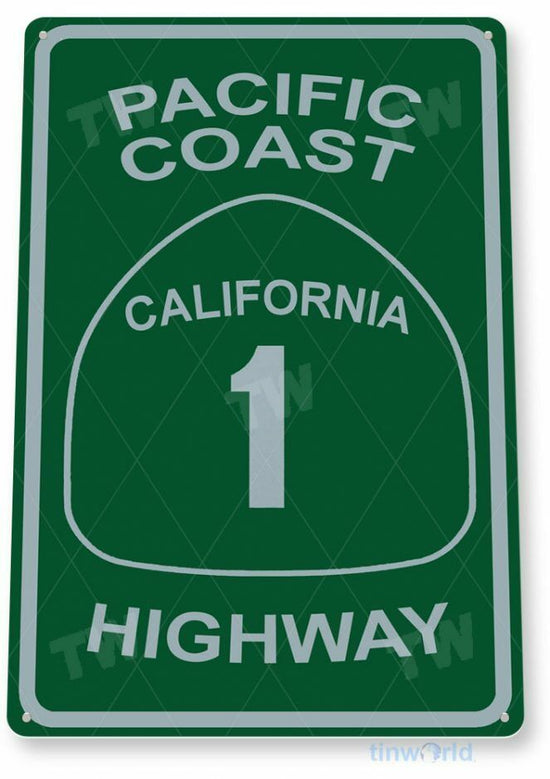 PACIFIC COAST HIGHWAY 11 X 8 TIN SIGN AUTO AUTOMOBILE MECHANIC ADVERTISEMENT