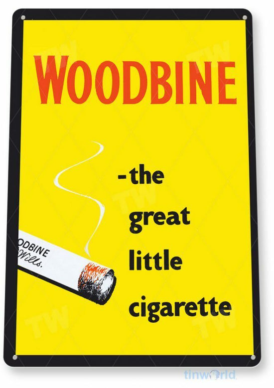 WOODBINE 11X8 TIN SIGN TOBACCO SNUFF CIGARETTE PIPE TOBACCIANA PERFECTION