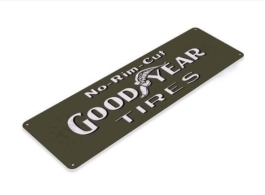GOODYEAR 6x18 in TIN SIGN TIRE RUBBER BATTERY SERVICE CHARLES VULCANIZED NASCAR