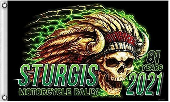 HARLEY DAVIDSON FLAG STURGIS 2021 3X5 FLAG BLACK HILLS RALLY SKULL 81 YEARS