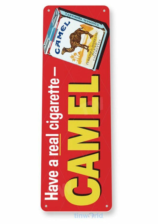 CAMEL 11X4 TIN SIGN TOBACCO SNUFF CIGARETTE RUSTIC TOBACCIANA POUCH PACK