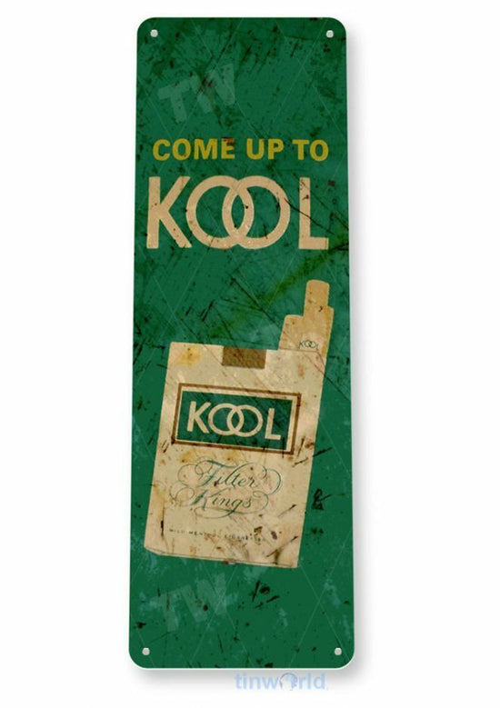 KOOL 6x18 inch TIN SIGN TOBACCO SNUFF CIGARETTE RUSTIC TOBACCIANA POUCH PACK
