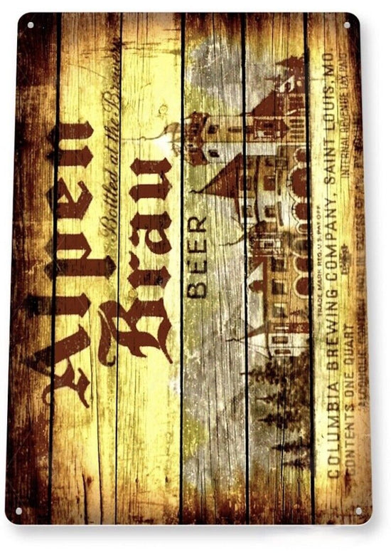 ALPEN BRAU BEER TIN SIGN BREWING ST LOUIS BREWERY COLUMBIA FALSTAFF  12 x 18 in