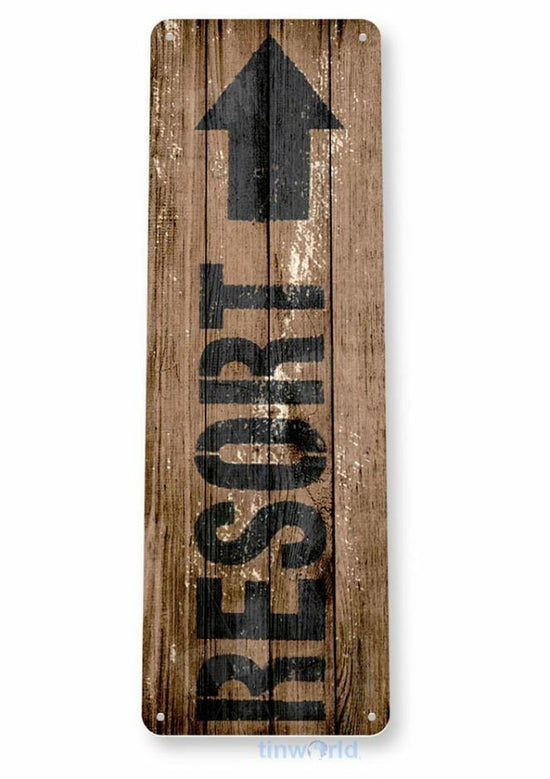 RESORT 11 X 4 TIN SIGN FISHING CAMPING LODGE SWIMMING VACATION HUNTING PHEASANT