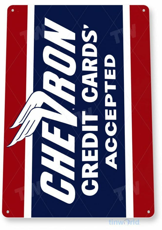 CHEVRON 11 x 8 TIN SIGN AUTO AUTOMOBILE MECHANIC ADVERTISEMENT GAS STATION STORE