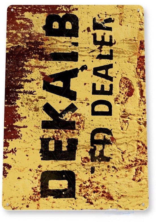DEKALB SEED TIN SIGN HYBRID ILLINOIS IOWA AG BUSINESS RUSTIC CORN FIELD 12x18 in