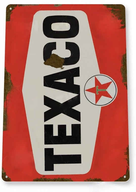 TEXACO TIN SIGN GAS OIL REFINING GAS STATION SERVICE CHANGE TEXAS DALLAS RIG