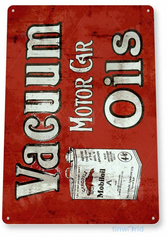VACUUM MOTOR CAR OILS 11 X 8 TIN SIGN NOSTALGIC REPRODUCTION ADVERTISEMENT