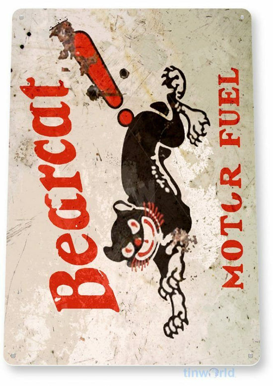 BEARCAT MOTOR OILS 11 X 8 TIN SIGN AUTO AUTOMOBILE MECHANIC ADVERTISEMENT