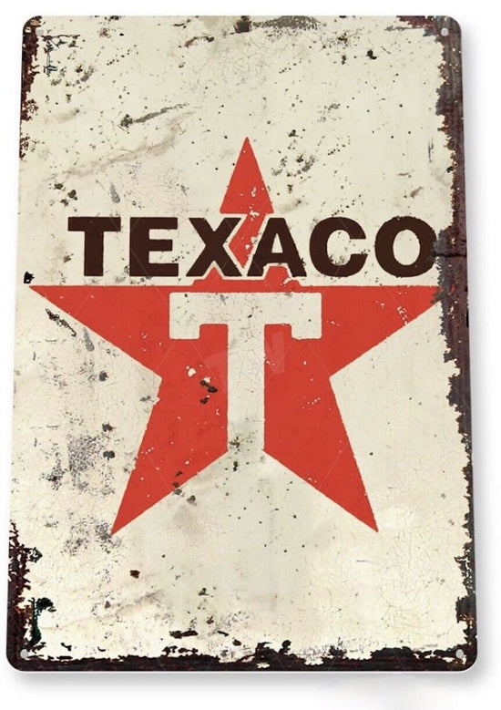TEXACO TIN SIGN GAS OIL REFINING STATION SERVICE TEXAS RUSTIC DALLAS FREE AIR
