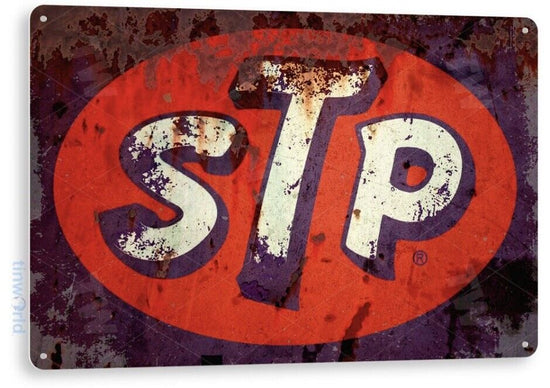 STP TIN SIGN STUDEBAKER TESTED PRODUCT FORMULA ONE TEAM OIL LUBRICANT GARAGE