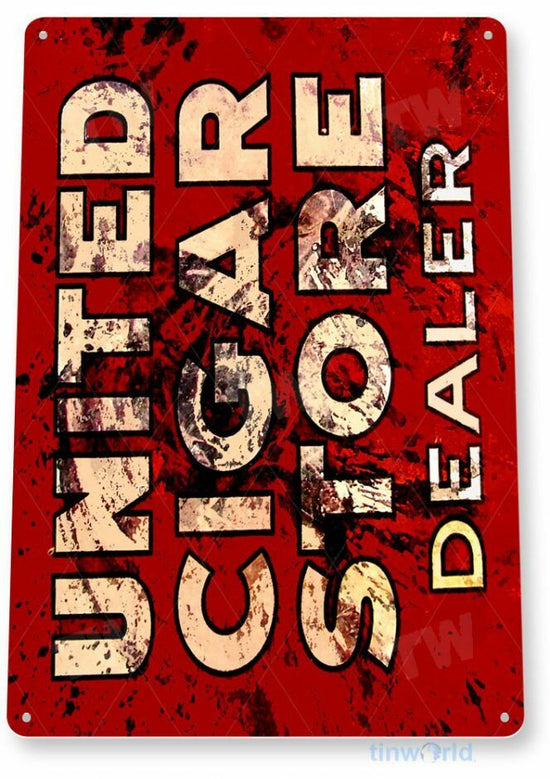 UNITED CIGAR STORE 11X8 TIN SIGN TOBACCO SNUFF CIGARETTE PIPE TOBACCIANA DEALER