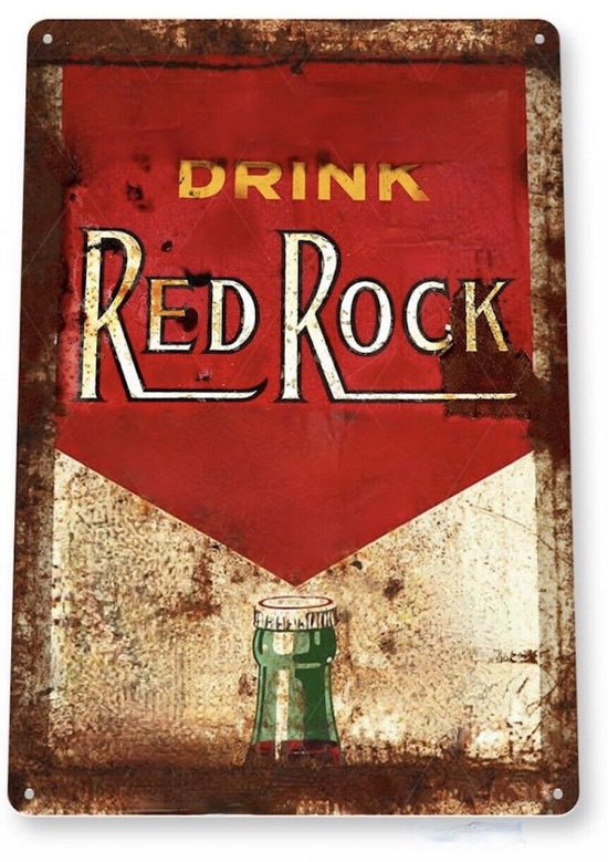 RED ROCK COLA TIN SIGN GOLDEN GINGER ALE RIGHT THE THIRST TIME JOHNSON CITY TN