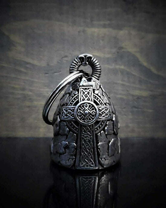 CELTIC CROSS BIKER BELL MOTORCYCLE ACCESSORY OR KEYCHAIN DRIVE AWAY GREMLINS