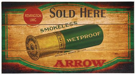 REMINGTON ARROW WOOD SIGN SHOTGUN SHELL AMMUNITION HUNTER SAFETY WOODEN AMMO