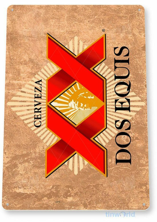 DOS EQUIS BEER 11 X 8 TIN SIGN BREWING COMPANY BAR PUB TAVERN MEXICO CERVEZA