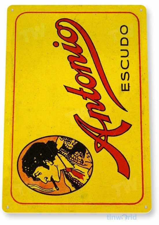 ANTONIO ESCUDO 12x18 inch TIN SIGN TOBACCO SNUFF CIGARETTE PIPE TOBACCIANA PACK