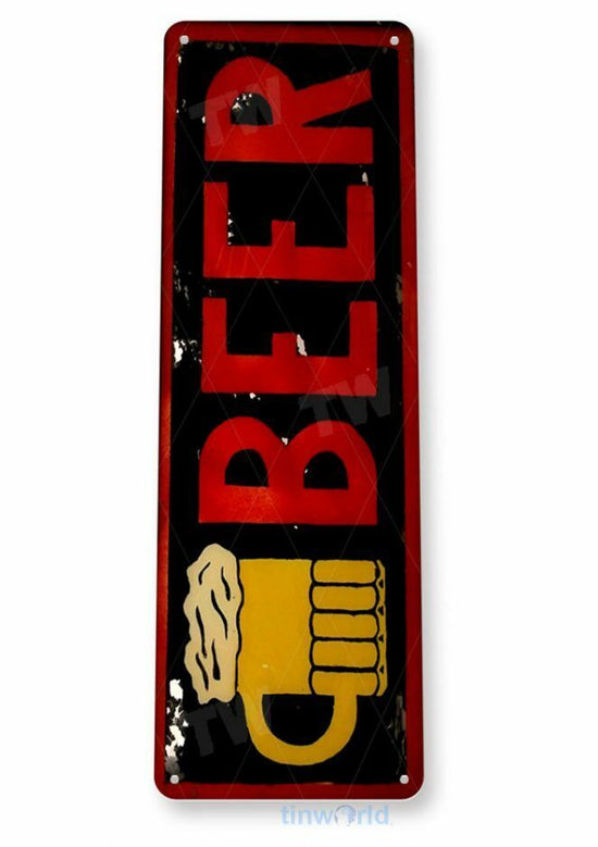 BEER 11X4 TIN SIGN BAR PUB BREWING COMPANY BEER SPIRITS TAVERN OPEN FREE BOTTLE